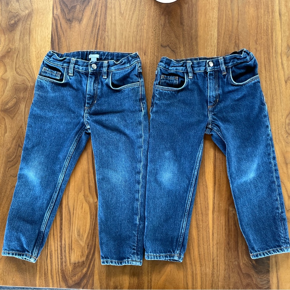 2 Pair COS Toddler Denim Blue Jeans 2-4Y - (adjustable waist) EUC